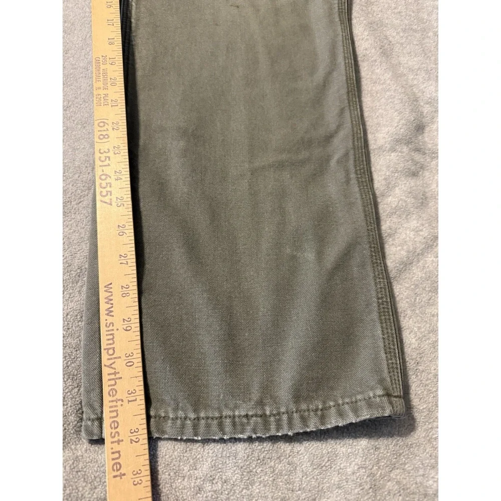 Carhartt Men's Carpenter Pants Flannel Lined Green Workwear Size 36x32 B111 MOS